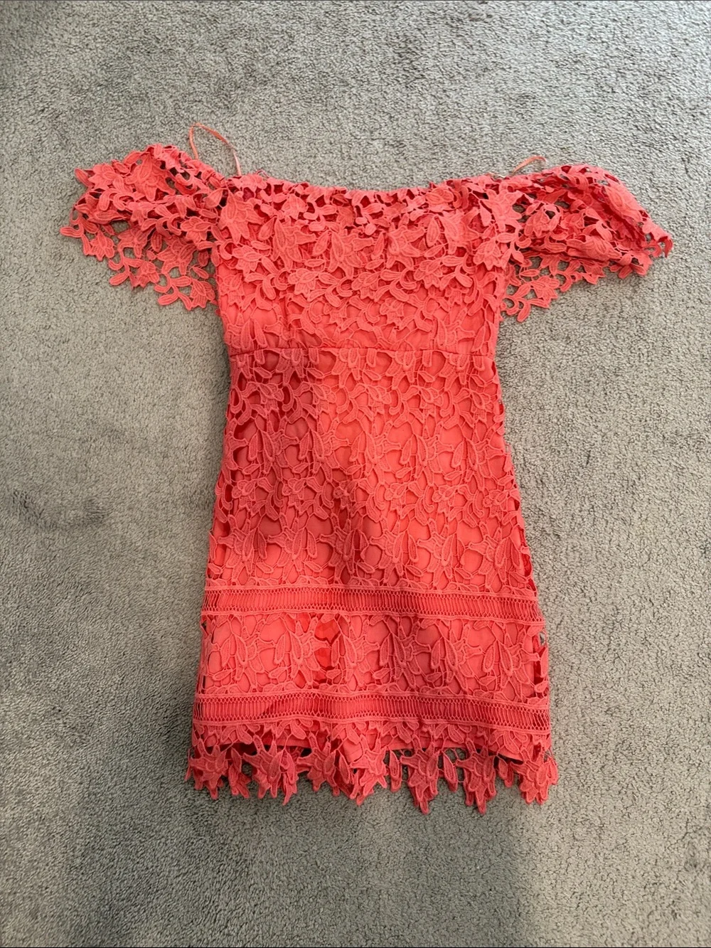 Astr Floral Lace Mini Dress in Coral Pink - Picture 3 of 3